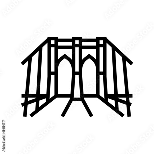 brooklyn bridge line icon vector. brooklyn bridge sign. isolated contour symbol black illustration