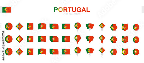 Large collection of Portugal flags of various shapes and effects.