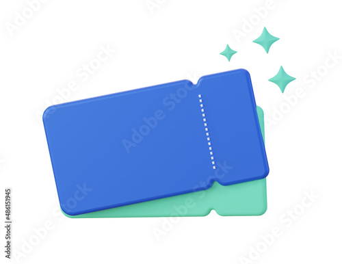 Blue gift coupon for a sale. With an empty space for the price. 3D render