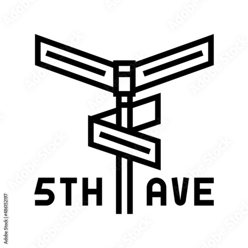avenue 5th line icon vector. avenue 5th sign. isolated contour symbol black illustration
