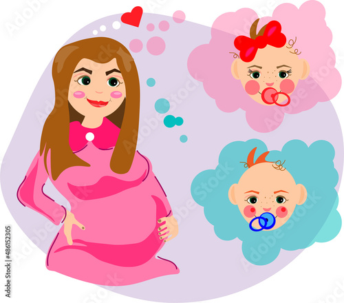 A pregnant woman thinking of a boy and girl children