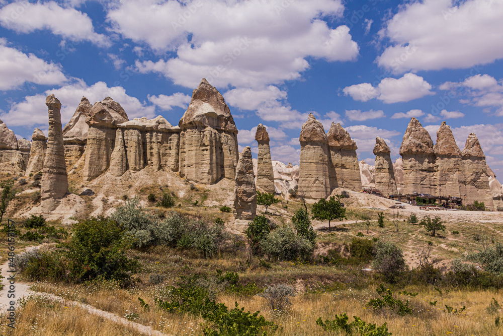 Fairy Chimneys rock formations in the Love Valley in Cappadocia, Turkey Fairy Chimneys rock formations in the Love Valley in Cappadocia, Turkey