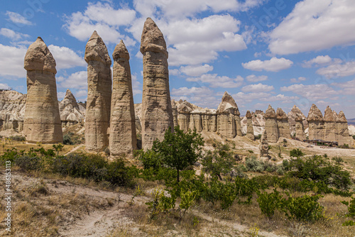 Fairy Chimneys rock formations in the Love Valley in Cappadocia, Turkey
