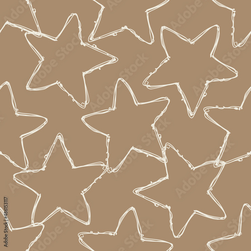 Gender neutral sleepy star seamless vector background. Simple whimsical romantic 2 tone pattern. Kids nursery wallpaper or scandi all over print. 