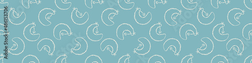 Gender neutral sleepy star and moon seamless vector background. Simple whimsical romantic 2 tone pattern banner. Kids nursery wallpaper or scandi band.