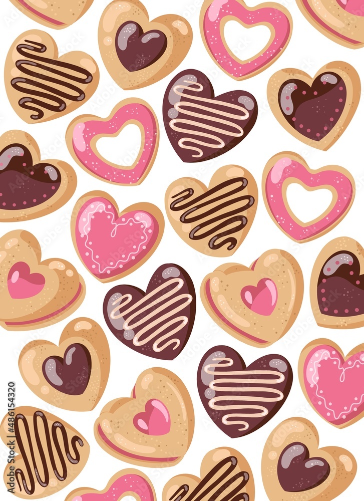 heart shaped cookies on a white background heart shaped cookies on a white background