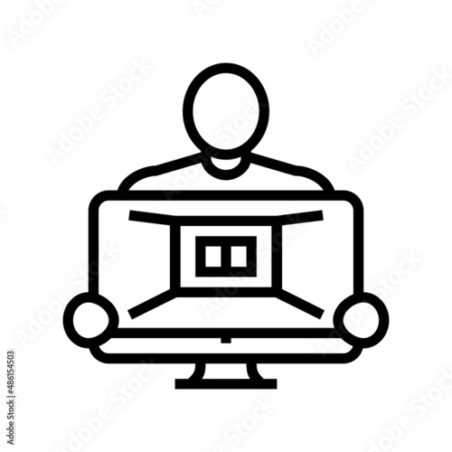 interior designer line icon vector. interior designer sign. isolated contour symbol black illustration