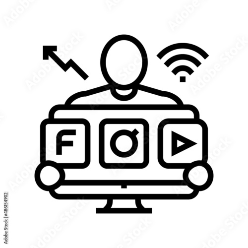 social media manager line icon vector. social media manager sign. isolated contour symbol black illustration
