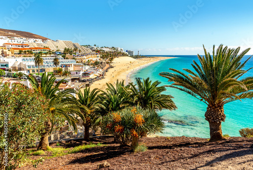Fuerteventura island, view of the beach in Morro Jable  photo