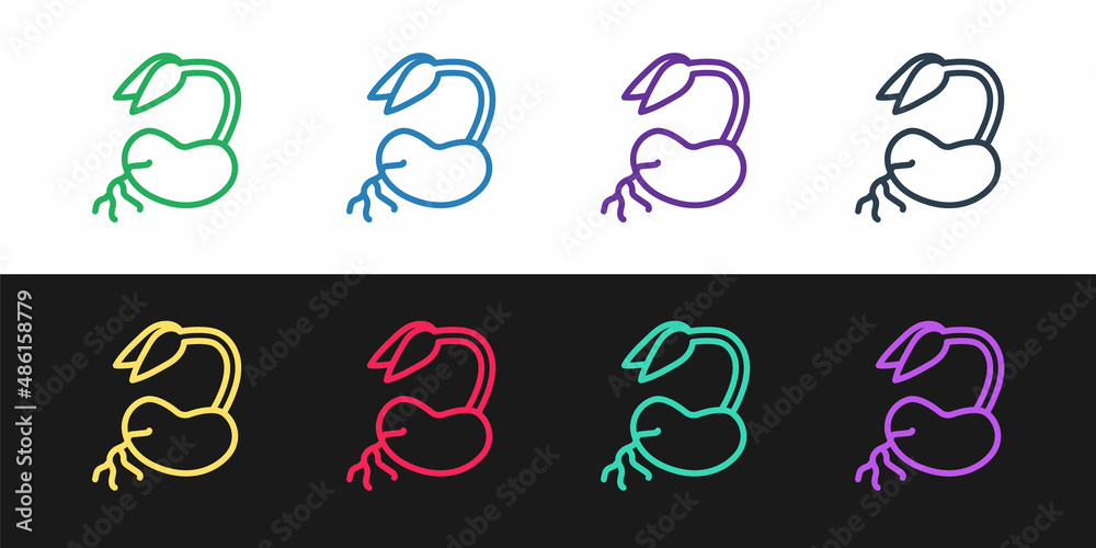 Set line Sprout icon isolated on black and white background. Seed and seedling. Leaves sign. Leaf nature. Vector Set line Sprout icon isolated on black and white background. Seed and seedling. Leaves sign. Leaf nature. Vector