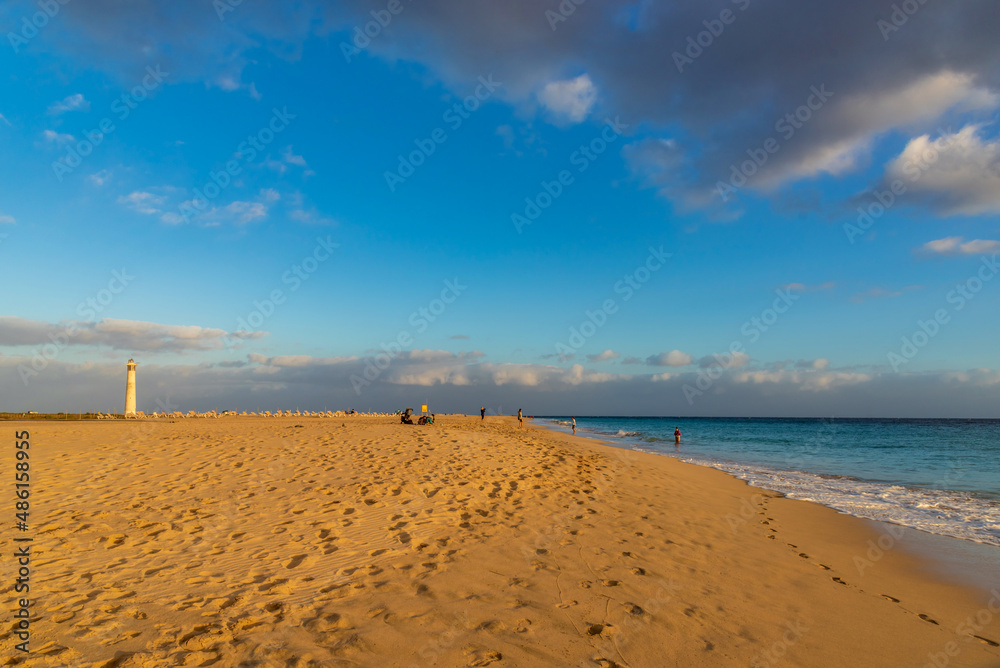 Fuerteventura island, view of the beach in Morro Jable 