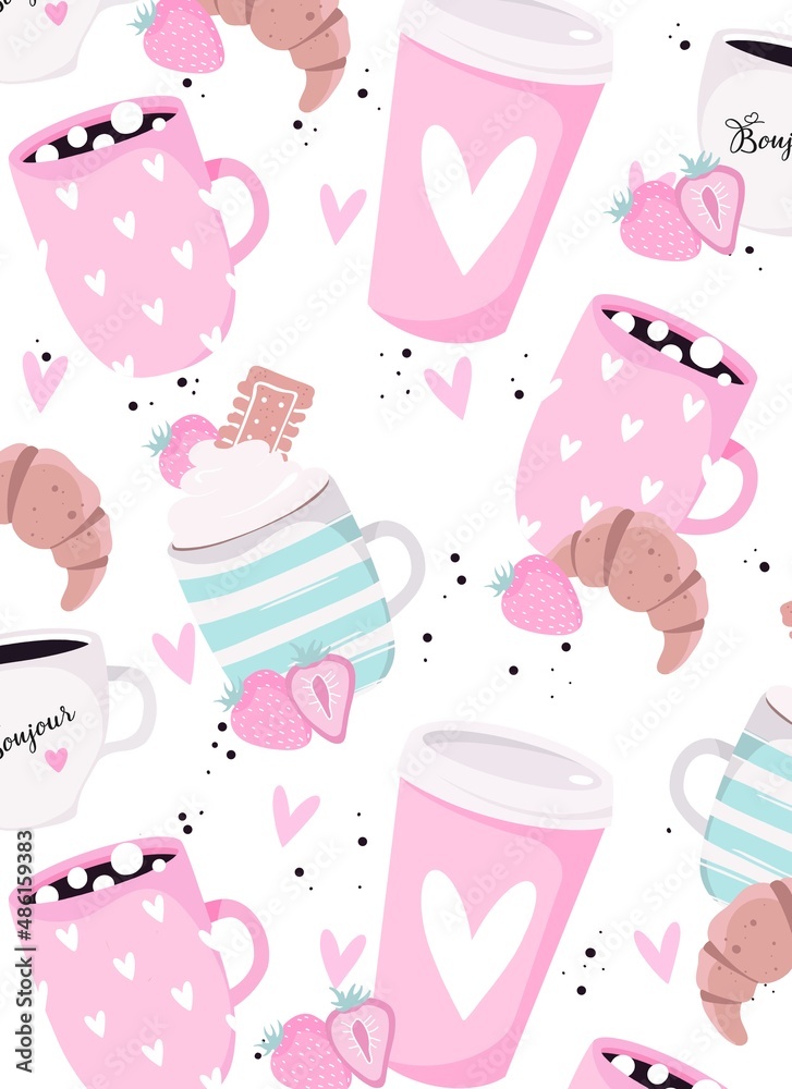 seamless pattern with cupcakes and coffee seamless pattern with cupcakes and coffee