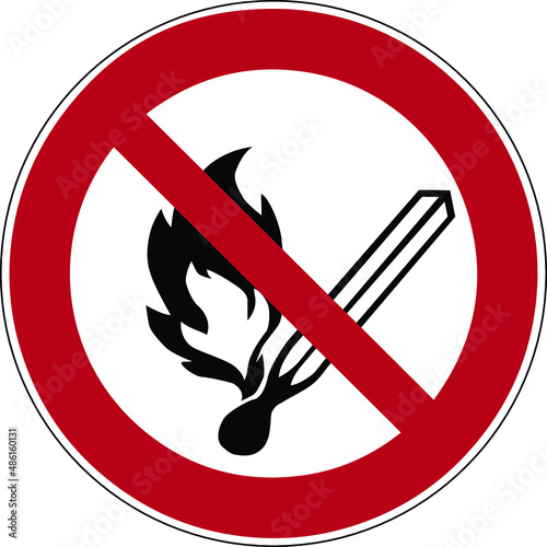 Kein offenes Feuer, Verbotsschild, Vektor
