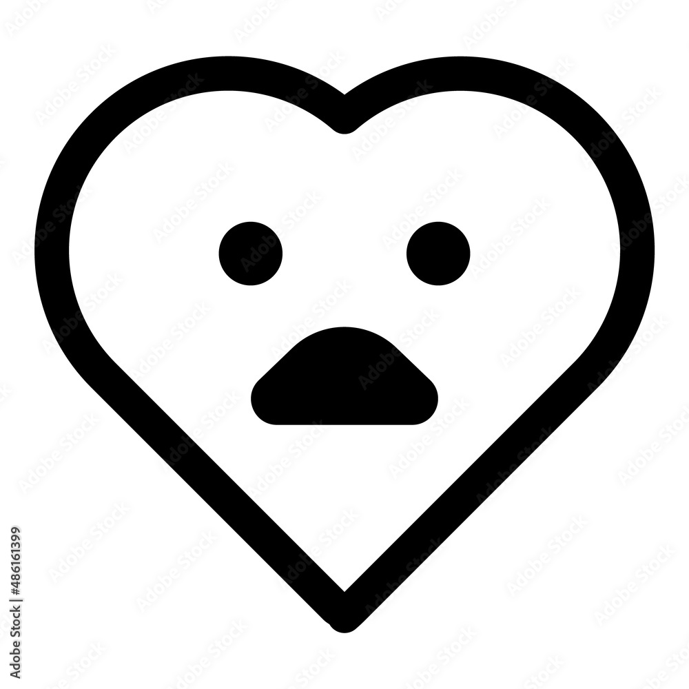 Naklejka premium Heart Shape Emoji Flat Icon Isolated On White Background