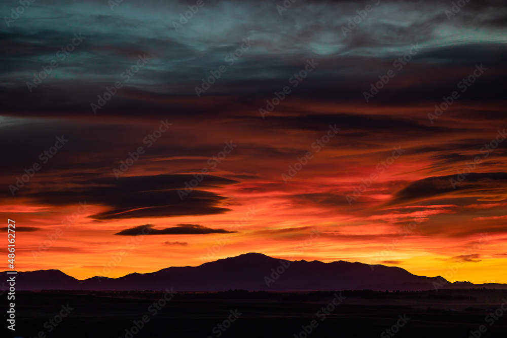 Pike's Peak Silhouette During Red Colorado Sunset Pike's Peak Silhouette During Red Colorado Sunset