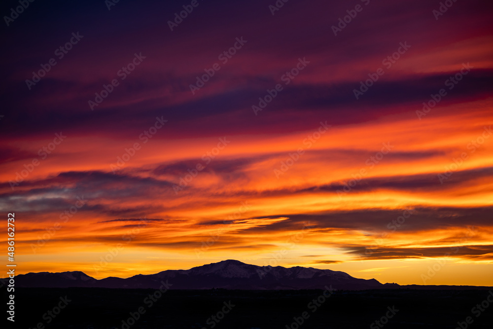 Colorado Sunset with Mountain Silhouette