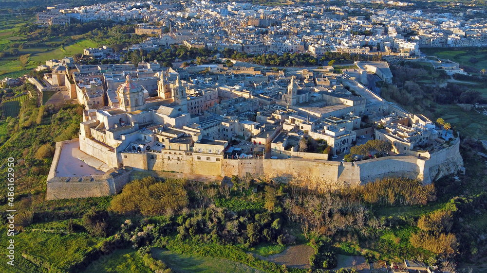 An Aerial View of Mdina at Sunrise