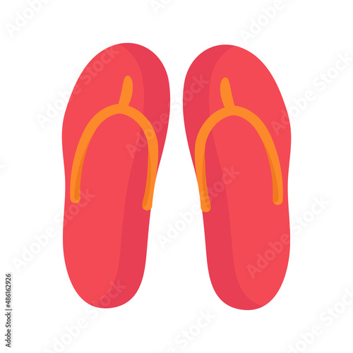 Red beach slippers on a white background