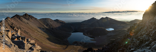 Panorama shot of the crater at the top of El Nevado de Toluca Volcano. photo