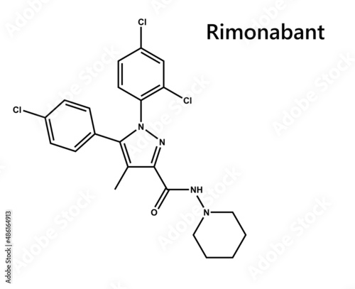 Rimonabant is an anorectic antiobesity drug. Rimonabant is an inverse agonist for the cannabinoid receptor CB₁ .withdrawn photo