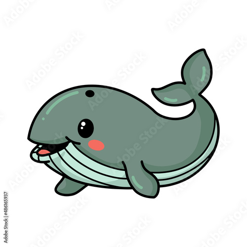 Cute little whale cartoon swimming