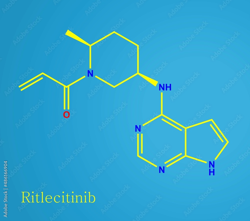 Fototapeta premium Ritlecitinib offers a novel mode of action, rapid onset, and the capacity for a superior safety profile over other JAK inhibitors.