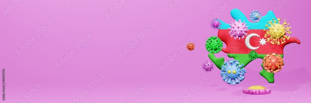 3d rendering of the spread of the covid 19 or corona virus in Azerbaijan for displaying data on websites and social media 3d rendering of the spread of the covid 19 or corona virus in Azerbaijan for displaying data on websites and social media