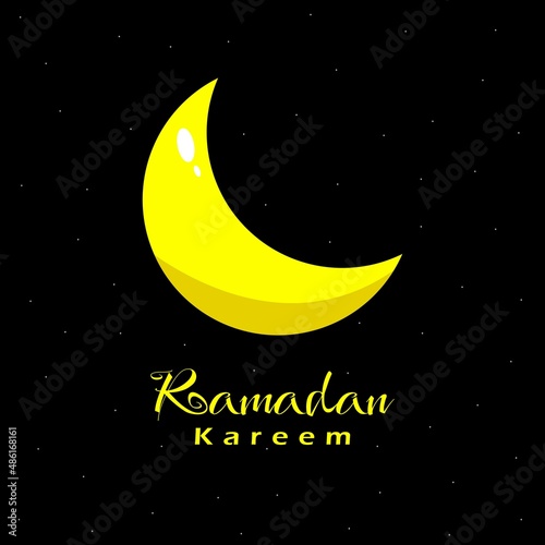 Ramadan kareem poster background of islamic festival design with crescent moon and atmosphere in the night sky