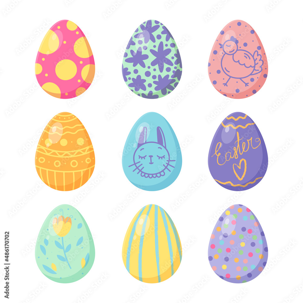 Set of colorful Easter eggs isolated on white background Set of colorful Easter eggs isolated on white background