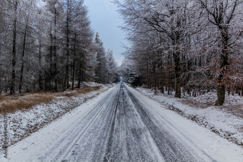 Winter view of a road near Tisa, Czech Republic © Matyas Rehak