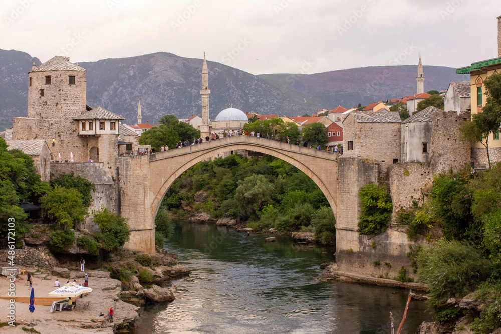 The Old Bridge, Stari Most, in Mostar, Bosnia and Herzegovina.