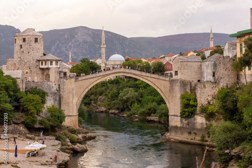 The Old Bridge, Stari Most, in Mostar, Bosnia and Herzegovina.