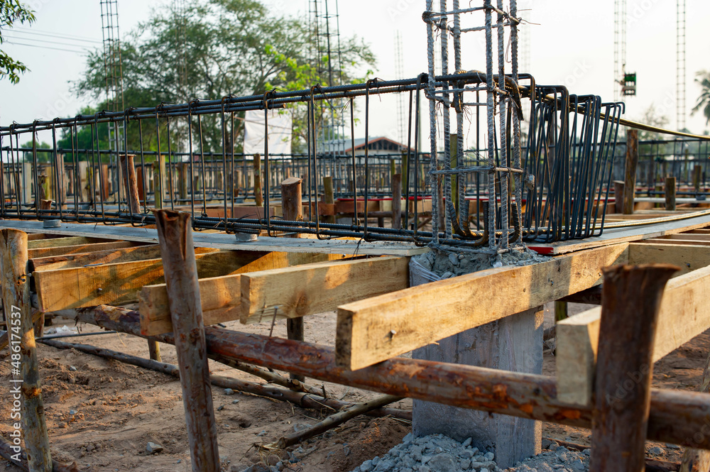 Building a house starts from making a structure from steel and wood. Building a house starts from making a structure from steel and wood.
