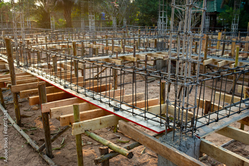 Building a house starts from making a structure from steel and wood.