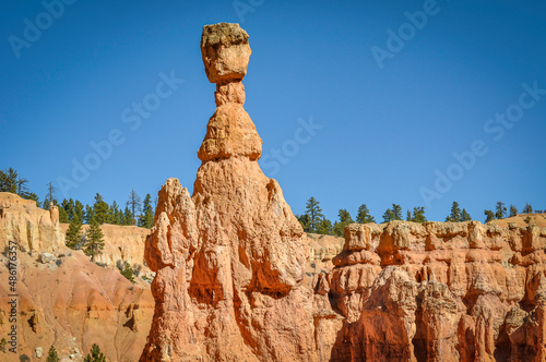 Thor's hammer is an iconic rock formation found at Bryce Canyon National Park. It stands above the other sandstone hoodoos.