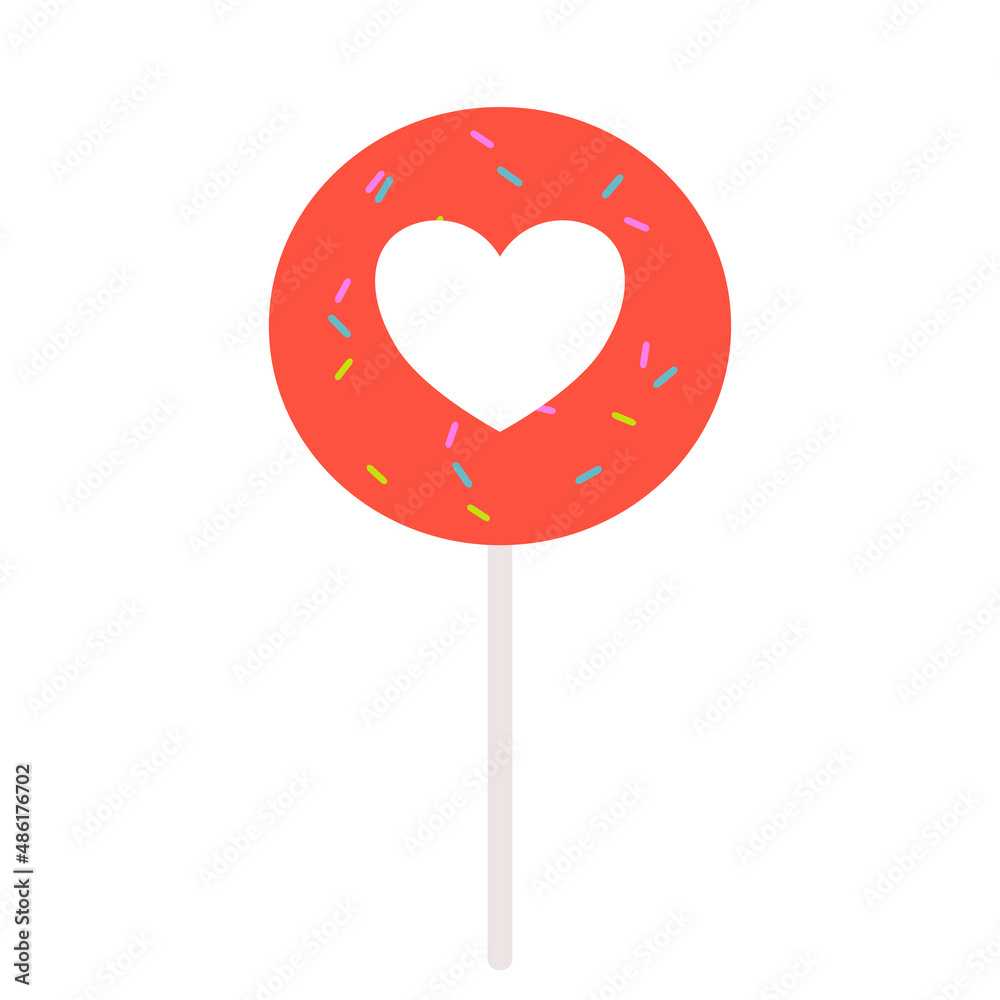heart shaped lollipop isolated on white