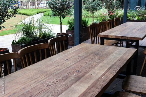 table and chairs in the garden