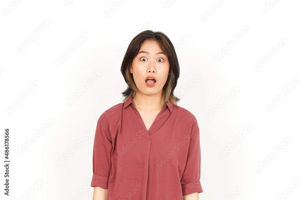 Wow Face Expression Of Beautiful Asian Woman Isolated On White Background