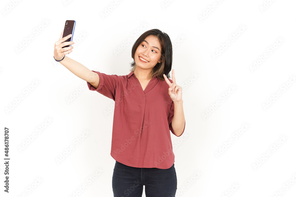 Take a Selfie Of Beautiful Asian Woman Isolated On White Background Take a Selfie Of Beautiful Asian Woman Isolated On White Background