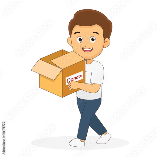 Man with box for charity and donation
