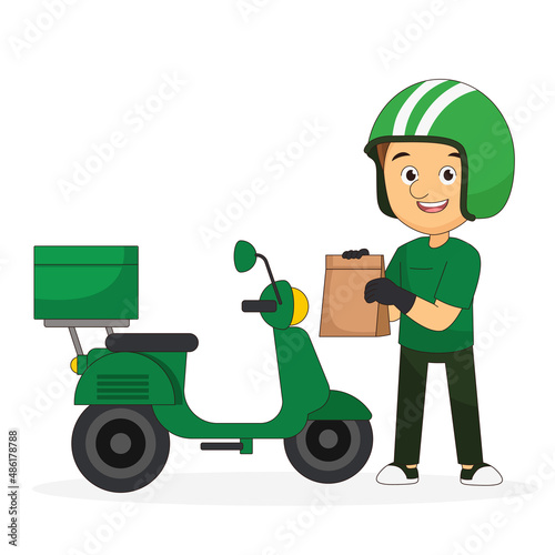 Food delivery man riding a scooter