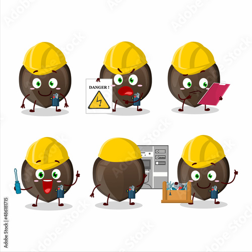 Professional Lineman love chocolate candy cartoon character with tools