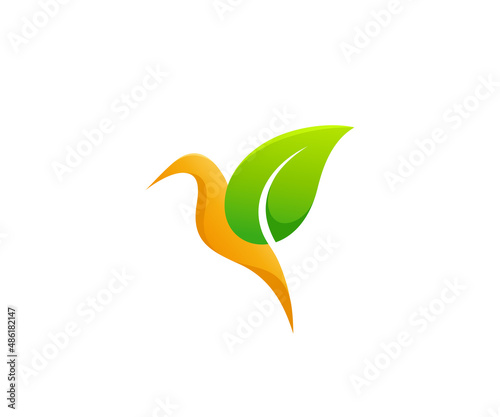 bird leaf logo illustration