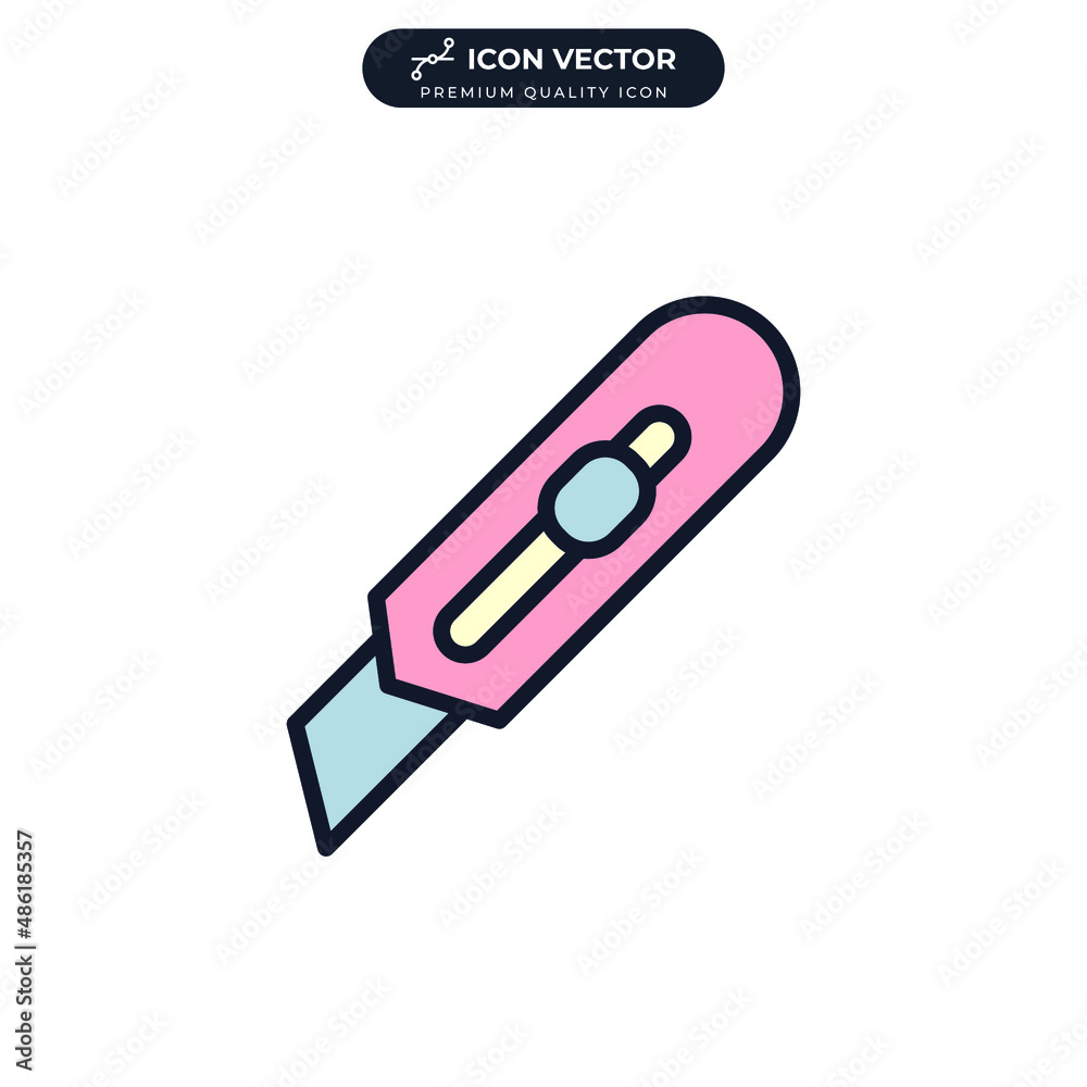Cutter knife icon symbol template for graphic and web design collection logo vector illustration Cutter knife icon symbol template for graphic and web design collection logo vector illustration