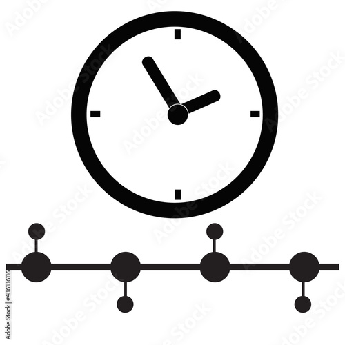 Timeline icon on white background. Time management sign. Clock with time line symbol.  flat style.