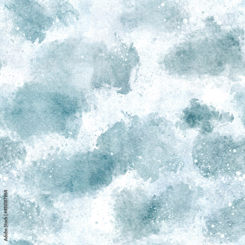 Clouds and white splashes seamless pattern hand drawn illustration on white background