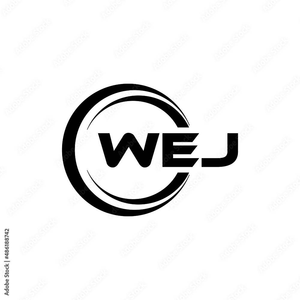 WEJ letter logo design with white background in illustrator, vector logo modern alphabet font overlap style. calligraphy designs for logo, Poster, Invitation, etc. - obrazy, fototapety, plakaty 