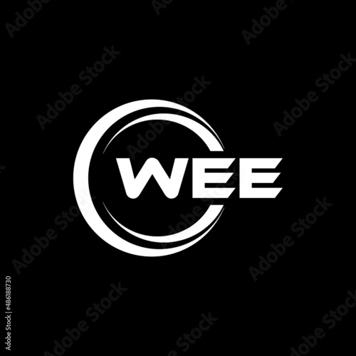 WEE letter logo design with black background in illustrator, vector logo modern alphabet font overlap style. calligraphy designs for logo, Poster, Invitation, etc.