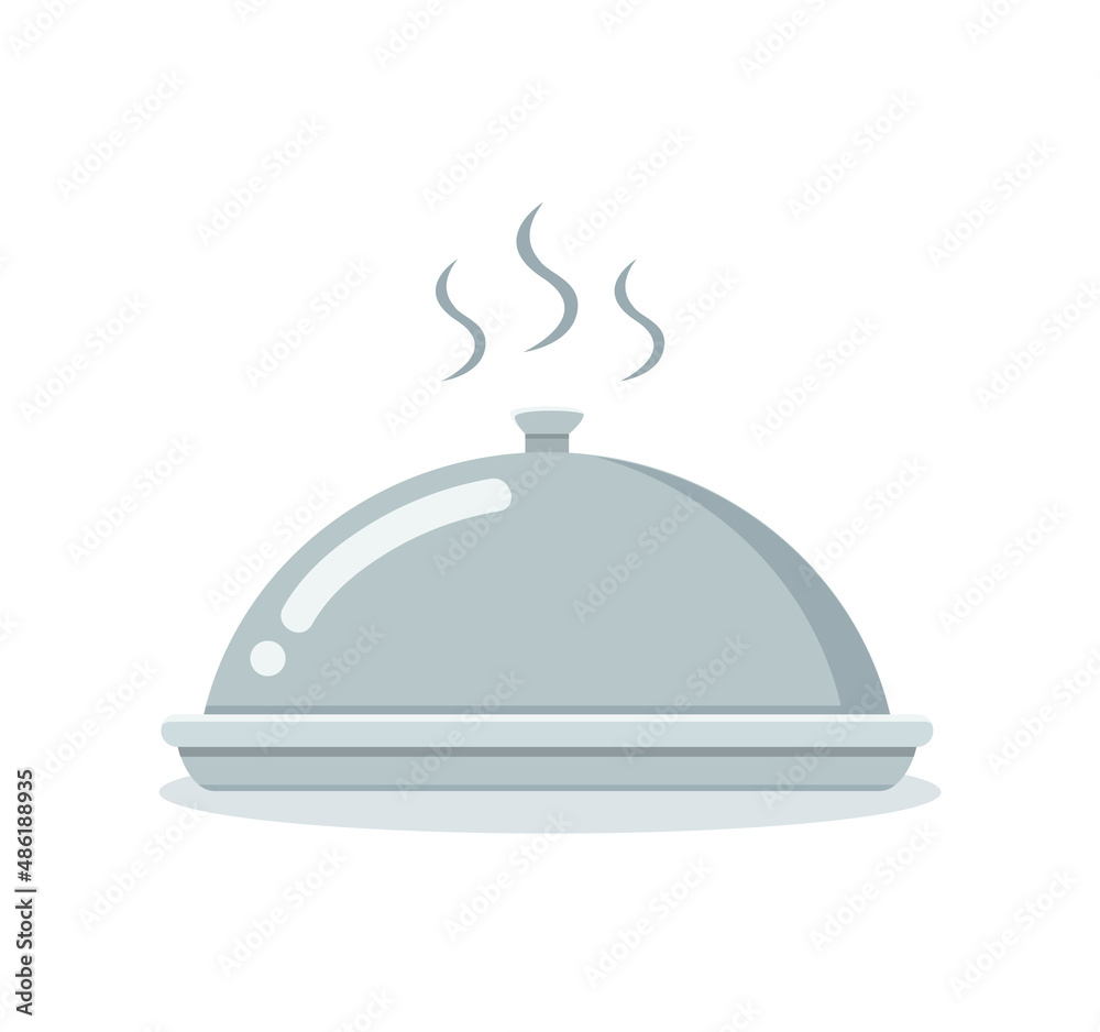 Waiter with cloche. Food serving vector illustration EPS10 Waiter with cloche. Food serving vector illustration EPS10