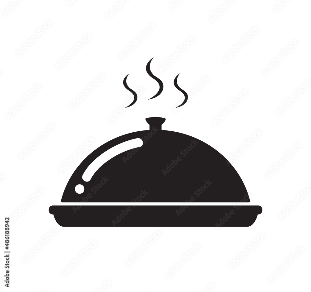 Obraz premium Waiter with cloche. Food serving vector illustration EPS10
